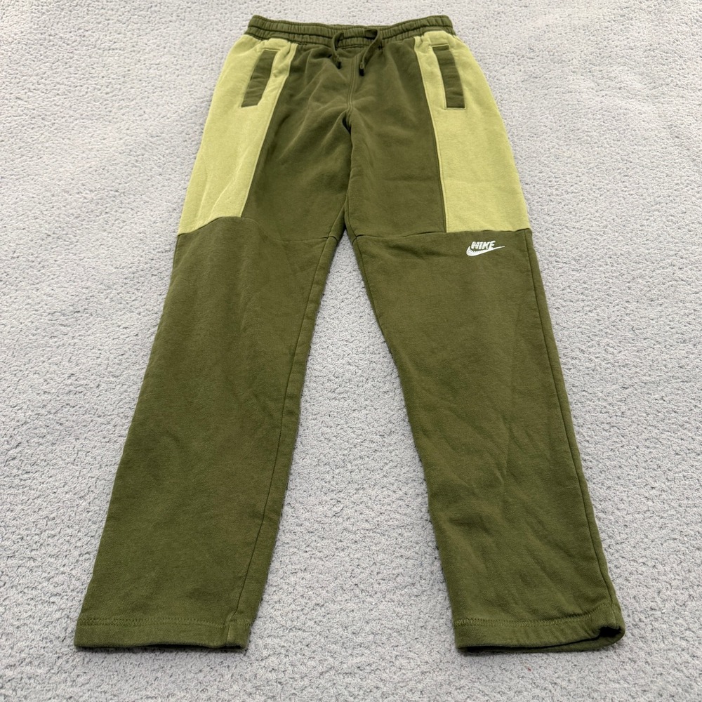 Nike Jogger Pants Youth Boys XL Olive Green Colorblock Fleece Drawstring